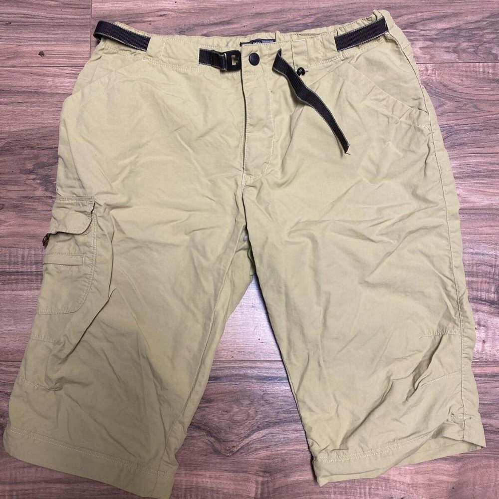REI Cropped Pants Capri Sz 6 28W Beige Hiking Capris UPF 30+ Belted 